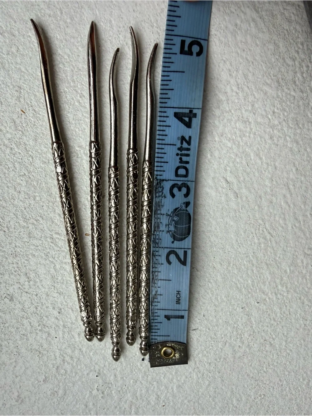 Silver Metal Decorative Cocktail Picks - Set of 5